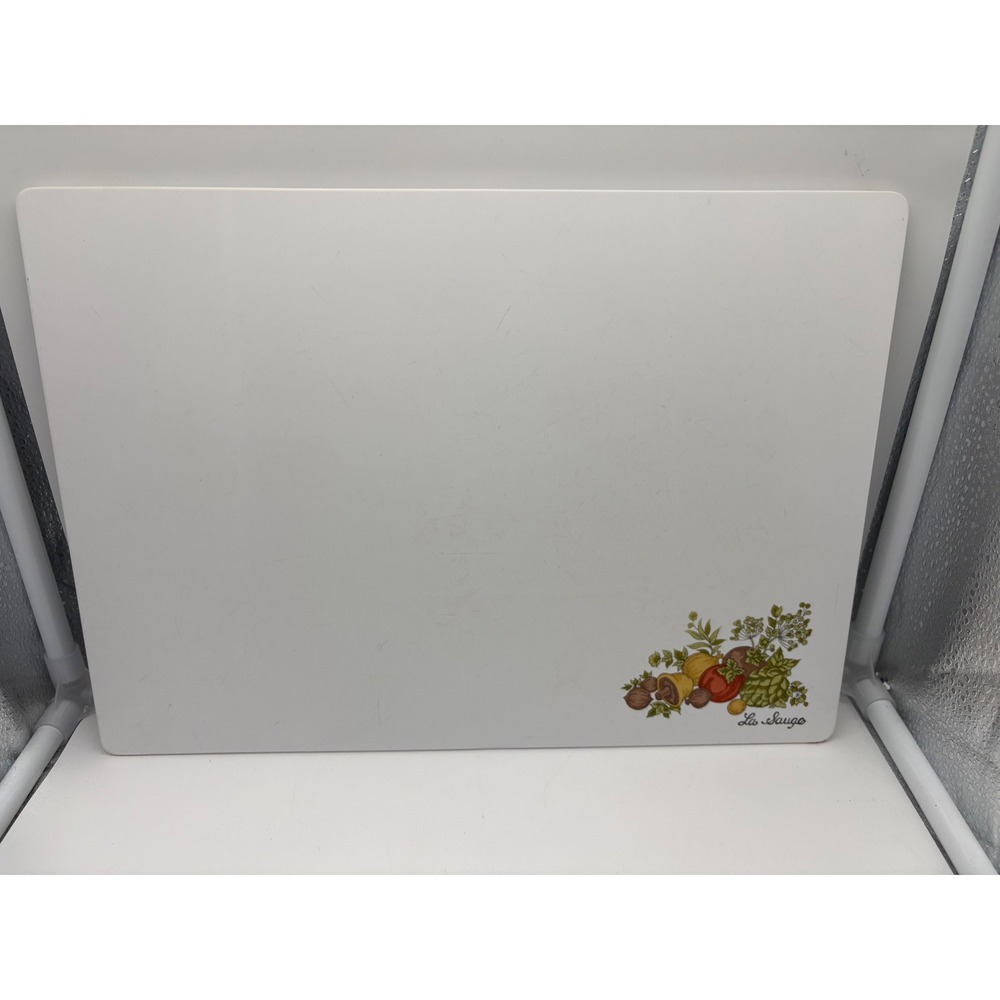 Vtg Corning Ware Spice of Life La Sauge Glass Cutting Board Counter Saver 14x10